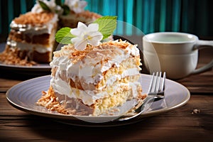 Coconut Cake close up food photography