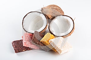 Coconut candy coconut, Brazilian sweet on white background