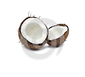 Coconut close up isolated on white