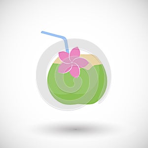 Coconut cocktail vector flat icon