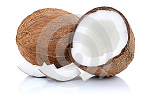 Coconut coconuts fruit half fruits isolated on white