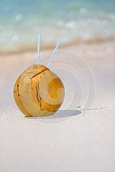 Coconut coctail on the beach