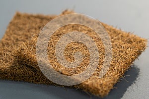 Coconut coir. Close-up Coconut fiber. Mattress filler. The concept of filling a mattress.