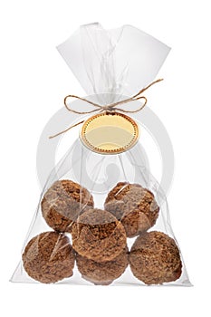 Coconut Cookies homemade freshly backed in a packet isolated on