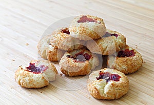 Coconut Cookies with Raspberry Jam Filling