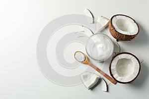 Coconut and cosmetics white background