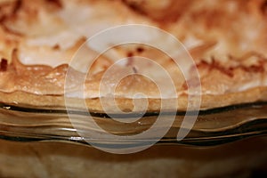 Coconut creme pie up close macro background