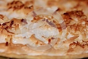 Coconut creme pie up close macro background