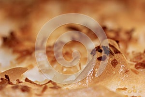 Coconut creme pie up close macro background