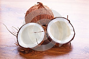 Coconut cut in half