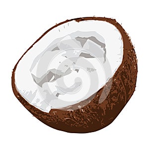 Coconut cut in half with coconut stripes - chips