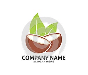 Coconut drink beverage vector icon logo design