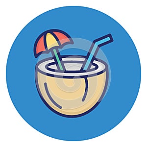 Coconut, food Isolated Vector Icon which can easily modify or edit