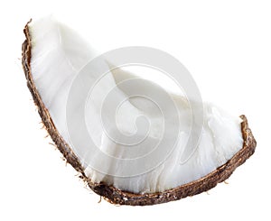 Coconut. Fruit chunk on white background