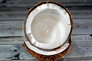 Coconut fruit cocoanut (Cocos nucifera) of the palm tree family (Arecaceae), genus Cocos