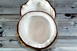 Coconut fruit cocoanut (Cocos nucifera) of the palm tree family (Arecaceae), genus Cocos