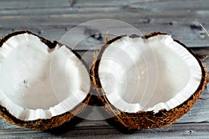 Coconut fruit cocoanut (Cocos nucifera) of the palm tree family (Arecaceae), genus Cocos