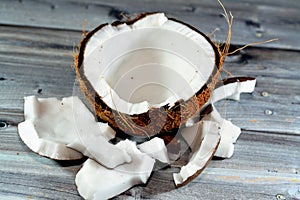 Coconut fruit cocoanut (Cocos nucifera) of the palm tree family (Arecaceae), genus Cocos