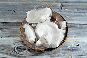 Coconut fruit cocoanut (Cocos nucifera) of the palm tree family (Arecaceae), genus Cocos