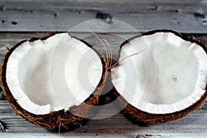 Coconut fruit cocoanut (Cocos nucifera) of the palm tree family (Arecaceae), genus Cocos