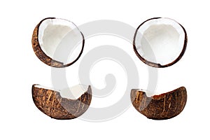 Coconut half cut Isolated on white background
