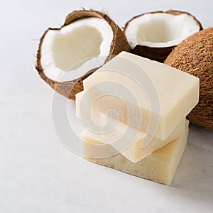 Coconut handmade soap, spa and body care concept
