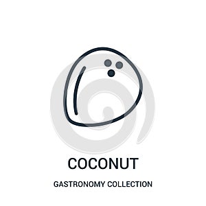 coconut icon vector from gastronomy collection collection. Thin line coconut outline icon vector illustration