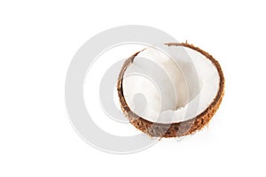 Coconut isolated on background. Fragmented coconut close up