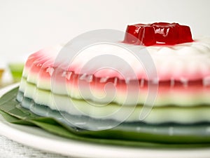 Coconut jelly Thai dessert with Look Choup