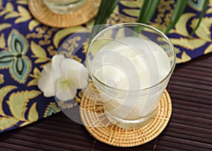 Coconut juice in a glass