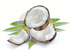 Coconut with leaves photo