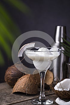 Coconut Margarita cocktail with ice cream