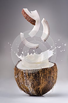 coconut with milk splash