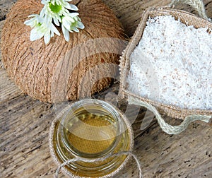 Coconut oil, essential oil, organic cosmetic