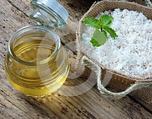 Coconut oil, essential oil, organic cosmetic