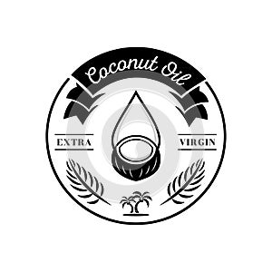 Coconut oil merge with old coconut fruit logo