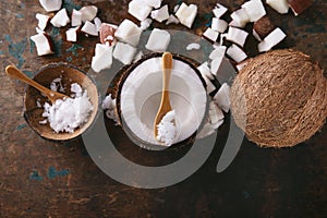 Coconut oil served with coconuts