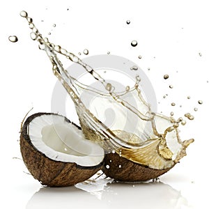 Coconut Oil Splash Isolated on White Background