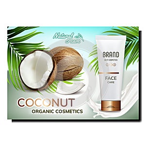 Coconut Organic Cosmetics Promo Poster Vector