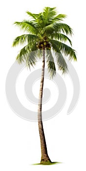 Coconut palm tree, isolated white background, Suitable for use in Decoration work