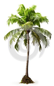 Coconut palm tree, isolated white background, Suitable for use in Decoration work