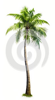 Coconut palm tree, isolated white background, Suitable for use in Decoration work