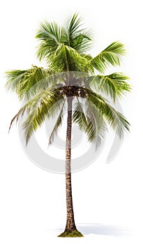 Coconut palm tree, isolated white background, Suitable for use in Decoration work