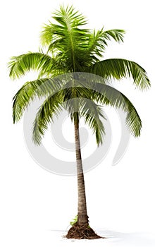 Coconut palm tree, isolated white background, Suitable for use in Decoration work