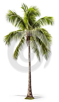 Coconut palm tree, isolated white background, Suitable for use in Decoration work