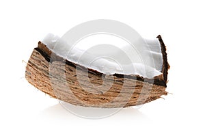 Coconut pieces isolated on a white background