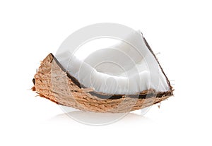 Coconut pieces isolated on a white background