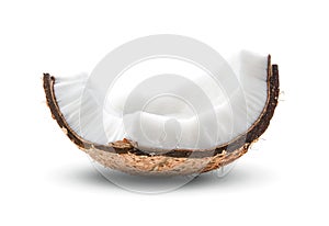 Coconut pieces isolated on white background