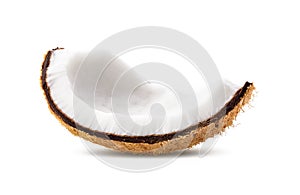 Coconut pieces isolated on a white