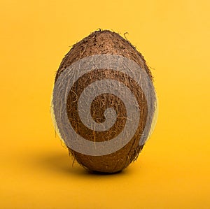 Coconut on pink colored background.